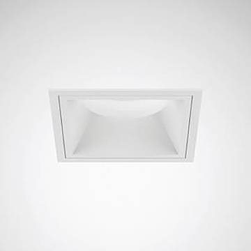 In der Decke eingelassenes quadratisches Leuchtenelement mit zurückgesetztem Design, das einen minimalistischen Stil gegen einen einfachen Hintergrund präsentiert.