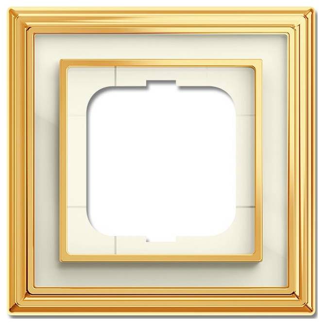 Ein quadratischer, verzierter, goldener Bilderrahmen mit einem kleineren, quadratischen inneren Rahmen, zentriert und geschichtet, wodurch ein klassisches, elegantes Erscheinungsbild entsteht.