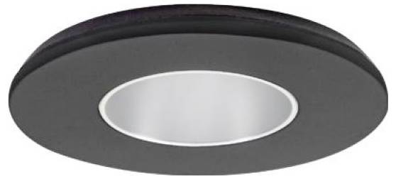 Runde schwarze Deckenleuchte mit versentem silbernem Mittelteil und weißem innerem Ring