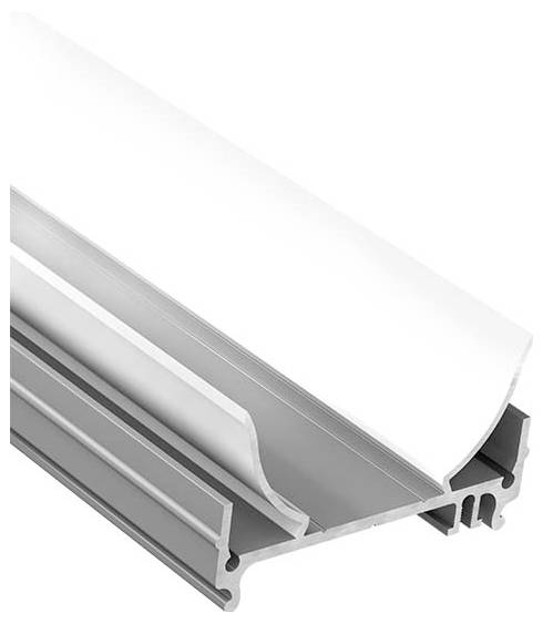 Aluminium-LED-Profilkanal mit mattierter Diffusorblende, entwickelt zur Unterbringung von LED-Streifenlichtern, das sein elegantes, modernes Design zur Schau stellt.