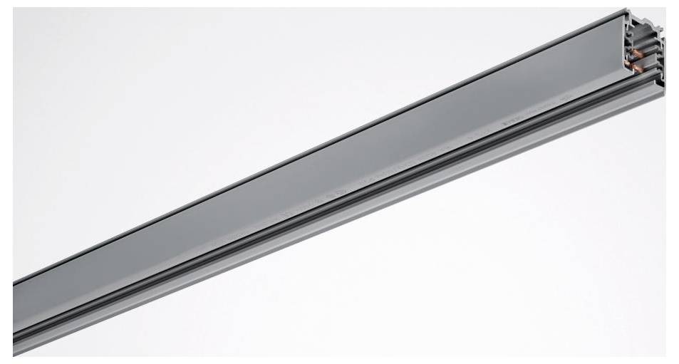 Eine Metallschiene für LED-Beleuchtungsinstallation, schlank und linear, entworfen für moderne architektonische Räume.