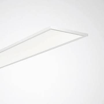 „Eine rechteckige Deckenleuchte mit schlankem, modernem Design, die weiches weißes Licht ausstrahlt, vor einem schlichten grauen Hintergrund.