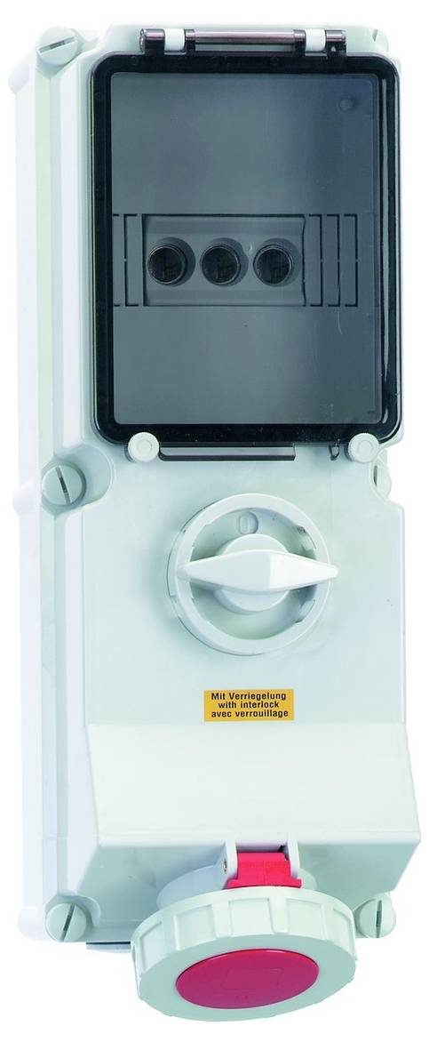 Elektrische Schaltanlage mit Drehschalter und Notausschalter.