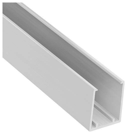 Aluminium-LED-Kanal, rechteckig mit offener Nut auf einer Seite, verwendet zur Unterbringung von LED-Streifenleuchten.