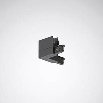 Ein kleines, schwarzes, rechteckiges elektronisches Bauteil vor einem schlichten weißen Hintergrund mit zwei parallelen schwarzen Schlitzen auf einer Seite.