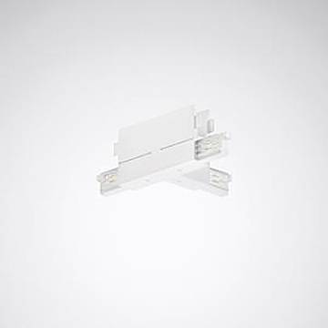 Minimalistisch, weiße, abstrakte 3D-Struktur, die vor einem grauen Hintergrund schwebt, ähnlich miteinander verbundenen flachen Paneelen mit Vorsprüngen.