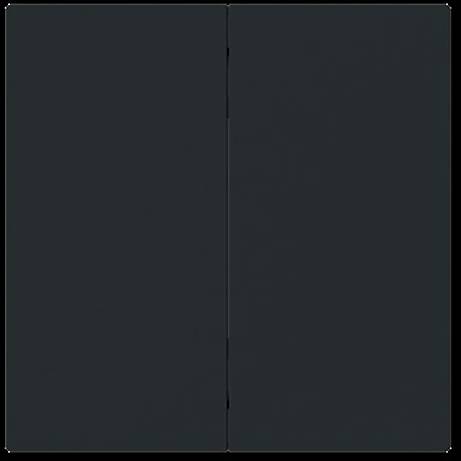 Das Bild zeigt ein minimalistisches abstraktes Kunstwerk in zwei vertikalen Paneelen, gefärbt in sehr dunklen Tönen und durch eine subtile Mittellinie geteilt.