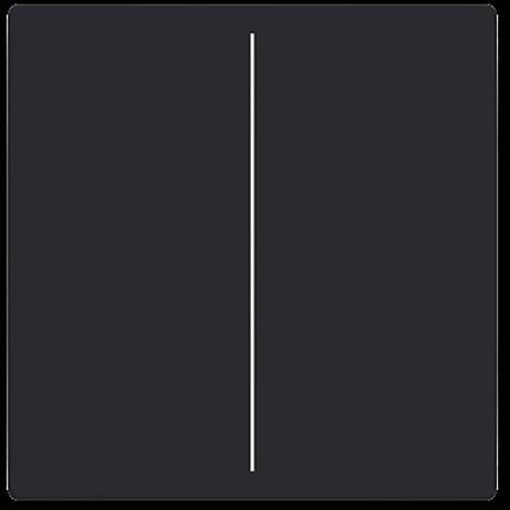 Eine einfache vertikale weiße Linie auf schwarzem quadratischem Hintergrund, die als minimales Designelement oder Trennzeichen dient.