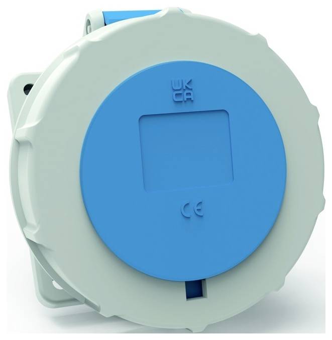 Ein rundes elektronisches Gerät mit blauem Frontpanel und Display, gekennzeichnet mit 'WK' und 'CE', das für industrielle Messung oder Überwachung verwendet wird.