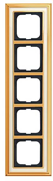 Dekorative orange und schwarze Mehrrahmen-Anordnung mit sechs quadratischen Öffnungen in vertikaler Anordnung.