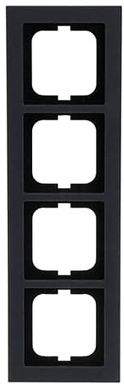 Ein schwarzer vertikaler Rahmen mit vier rechteckigen Ausschnitten, die in einer Spalte angeordnet sind.