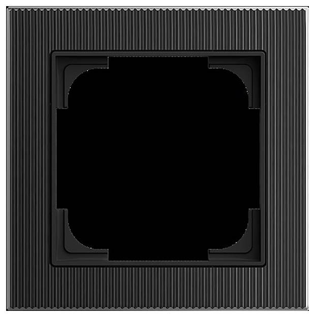 Schwarzer Rahmen mit quadratischer Form, strukturierten Kanten und leerem Zentrum, geeignet zum Aufhängen von Fotos oder Kunstwerken.