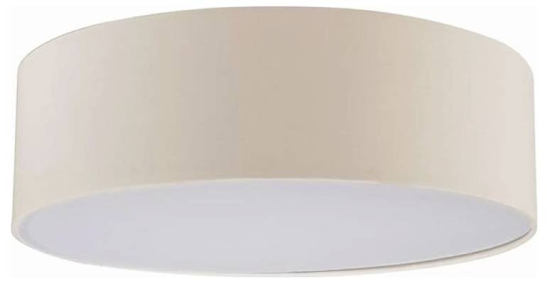 Rundes beige Deckenlichtgerät mit weißem unterem Diffusor, auf einfachem Hintergrund gezeigt.