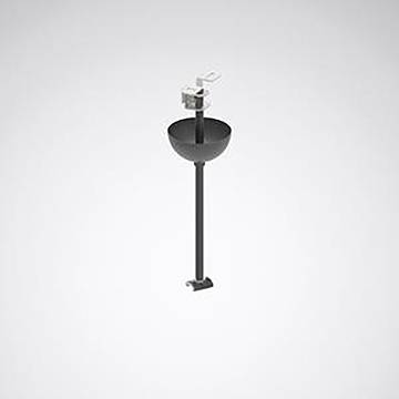 Ein schwarzes Standmikrofon mit Popschutz auf weißem Hintergrund.