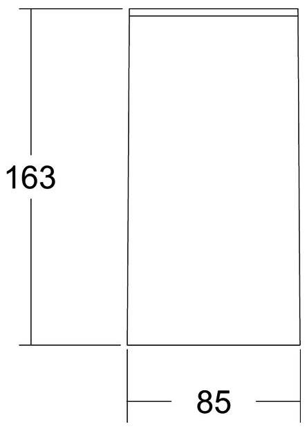 Einfaches Dimensionsdiagramm eines Rechtecks mit Höhe 163 und Breite 85.