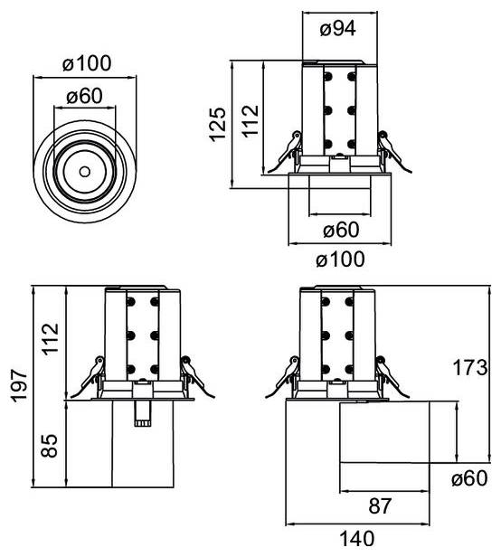 Polarlichverteilungsdiagramm zeigt einen symmetrischen gelben Strahl mit Winkelmarkierungen von 30° bis 90° und einer Lichtstärkeskala mit den Werten 115, 230, 345, 460 cd/klm.