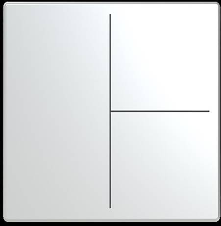 Ein minimalistisches Quadrat-Design mit zwei sich schneidenden schwarzen Linien, eine vertikal und eine horizontal, die eine einfache Kreuzform bilden.