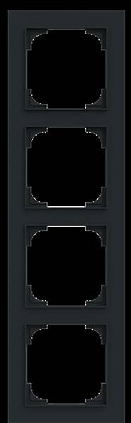 Ein vertikaler Streifen mit vier leeren rechteckigen Rahmen, die in einer Spalte angeordnet sind, wahrscheinlich zum Halten von Bildern oder Fotografien.