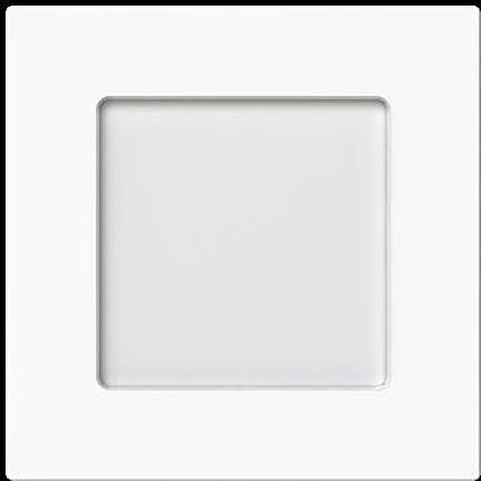 Ein weißer quadratischer Rahmen mit vertiefter Mitte, der einem minimalistischen Wandpaneel ähnelt.