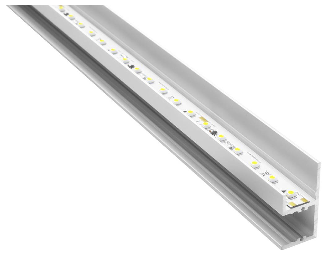 Ein Metall-LED-Streifenlicht-Leuchtenarmatur mit Reihen von kleinen, gleichmäßig angeordneten LED-Lampen, die auf einer Metallschiene montiert sind und für effiziente Beleuchtung konzipiert wurden.