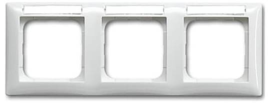 Ein vertikales Holzpanel mit einer Serie von fünf leeren schwarzen Rahmen, gleichmäßig in einer Spalte angeordnet, auf weißem Hintergrund.