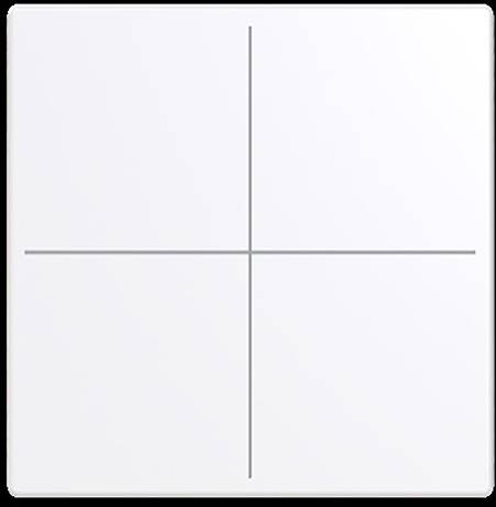 Eine weiße Oberfläche mit einem dünnen grauen Kreuz, das die Fläche in vier gleiche Quadranten teilt.