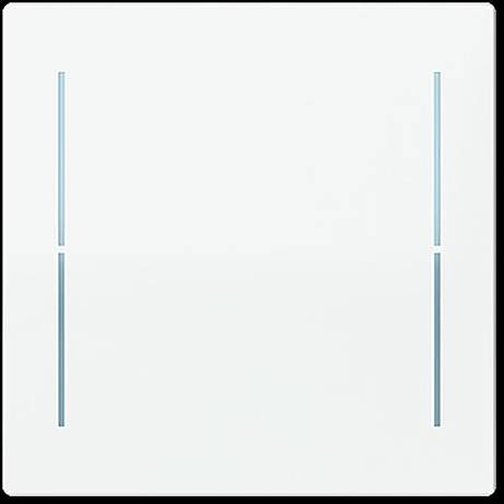 Ein weißes Quadrat mit zwei Paaren dünner vertikaler blauer Linien an den linken und rechten Kanten. Der Hintergrund ist einfarbig.