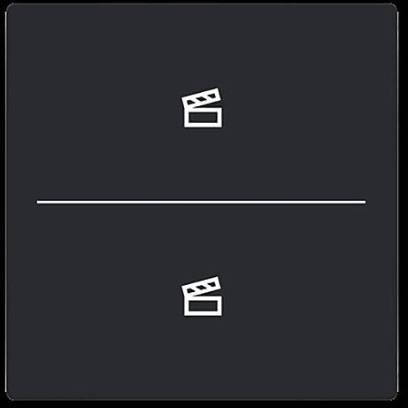 Symbol mit zwei Filmklappen, die durch eine horizontale Linie getrennt sind, möglicherweise ein Zeichen für eine Videoaufteilung oder Bearbeitungsfunktion.