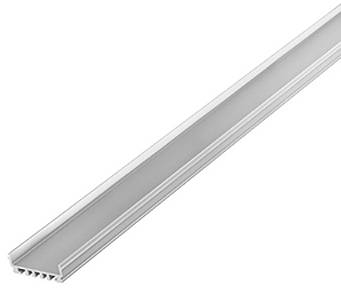 Aluminium-LED-Kanal mit mattierter Abdeckung zur Unterbringung von Streifenbeleuchtung. Er bietet diffuses Licht und schützt die LED vor Staub und Beschädigungen.