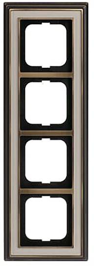 Viermodulrahmen für Elektroschalter aus Bronze mit hochglänzender Oberfläche.