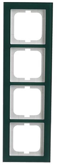 Ein rechteckiger Rahmen mit vier gleichmäßig angebrachten Öffnungen, typischerweise zur Montage von elektrischen Schaltern oder Steckdosen verwendet.