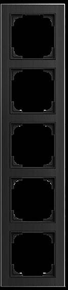 Ein schwarzes vertikales Gitter mit sechs leeren quadratischen Fächern, typischerweise zur Anzeige von Filmnegativen oder Dias verwendet.