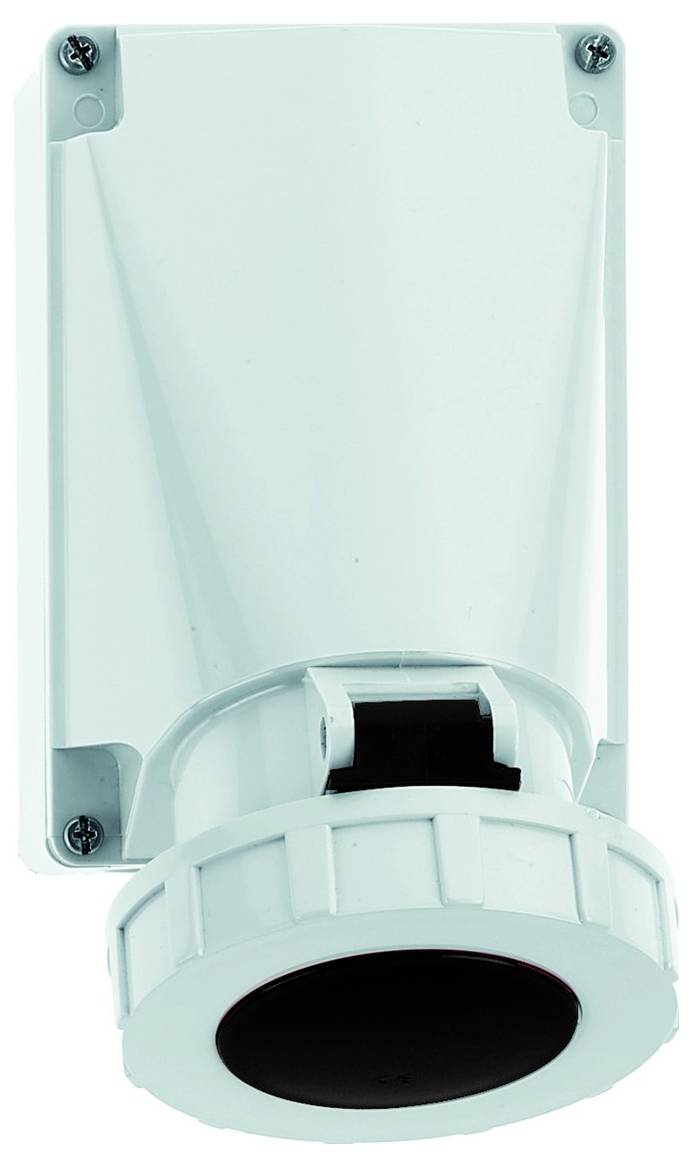 Ein weißer wandmontierter Industriesensor mit einer hervorstehenden zylindrischen Komponente, der zur Erkennung oder Messung spezifischer Umweltparameter verwendet wird.