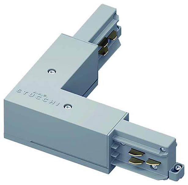 Ein L-förmiger grauer Elektrostecker mit mehreren Anschlüssen, mit der Bezeichnung „Stucchi