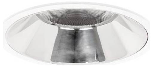 Reflector-Stil Einbauleuchte mit silberner Metallic-Fassung und zentraler Glühbirnenöffnung.