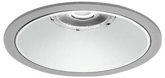 Runde Einbau-Deckenleuchte mit silbernem Rand und weißem Diffusor-Linse