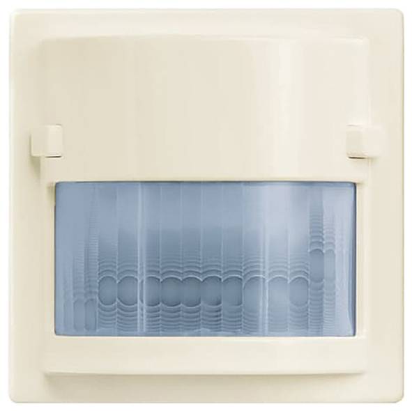 Ein beiger Infrarot-Bewegungsmelder mit blauer Erkennungslinse, der für Sicherheitssysteme oder automatische Beleuchtungssysteme verwendet wird.