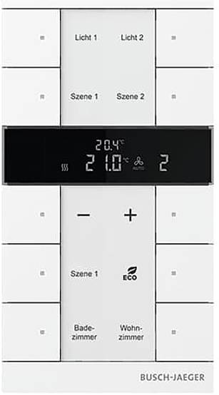 Ein digitales Bedienfeld zeigt eine Temperatur von „20,4°C