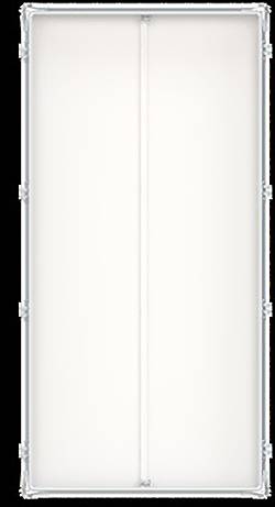 Rechteckiges Mattglas mit Metallrahmen, wahrscheinlich eine Leuchte oder ein dekoratives Paneel.