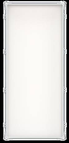 Rechteckiges weißes LED-Panel mit schlankem Aluminiumrahmen, gleichmäßig beleuchtet. Wird für helle, energieeffiziente Beleuchtung verwendet.