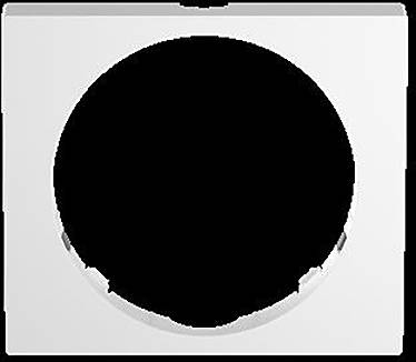 Ein weißer, rechteckiger Rahmen mit einer kreisförmigen Aussparung in der Mitte auf schwarzem Hintergrund.