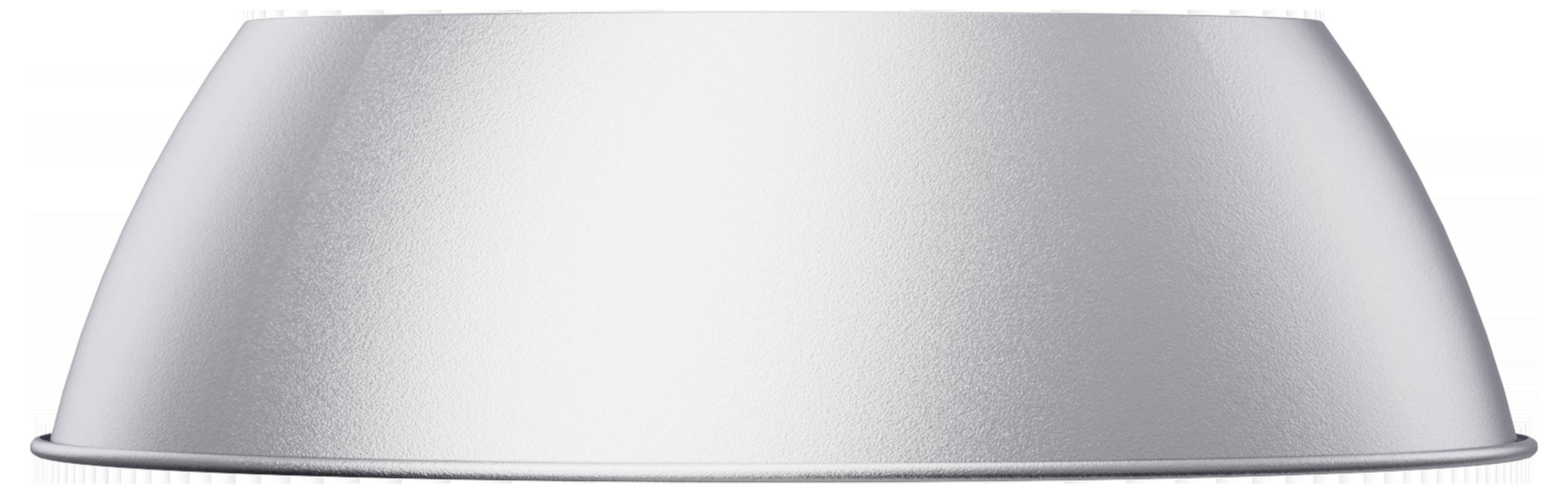 Eine graue, metallische gestutzte Kegelform mit einer glatten Oberfläche, von der Seite betrachtet.