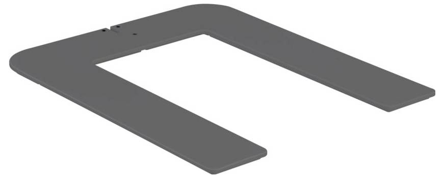 Eine grau U-förmige Klammer, flach liegend, für strukturelle oder Befestigungszwecke mit abgerundeten Kanten.