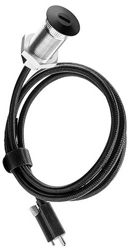 USB 3.0 Durchschleifkabel mit einer runden Buchse an einem Ende und einem männlichen USB-Stecker am anderen Ende, verwendet für die Panelmontage.
