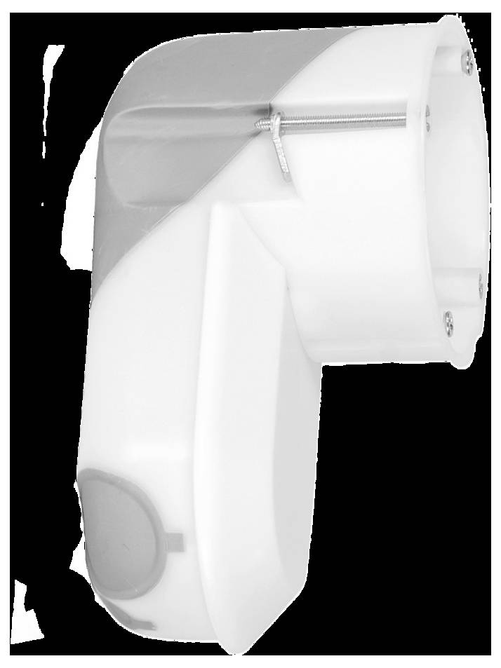 Ein quadratisches schwarzes Siedle-Gegensprechanlage mit einer Kameraobjektiv oben in der Mitte und horizontalen lüftungsschlitzähnlichen Öffnungen darunter.