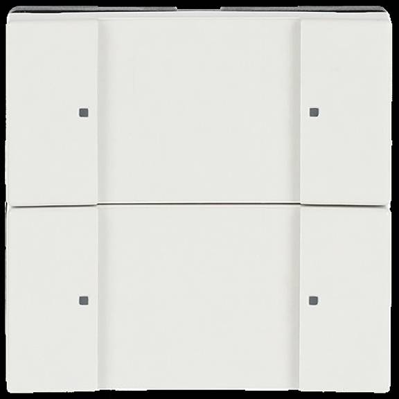 Weiße Wandleuchte mit zwei rechteckigen Wippschaltern.