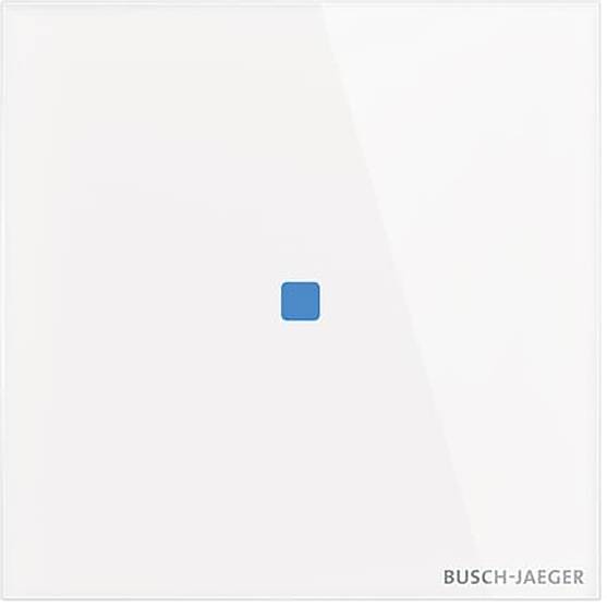 Ein kleines blaues Quadrat ist auf weißem Hintergrund zentriert. 