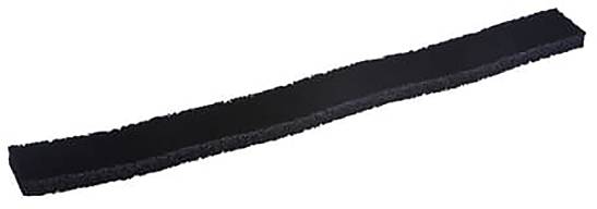 Ein langer, schmaler schwarzer Streifen mit strukturierter Oberfläche, vermutlich ein Stück Material oder Stoff. Es wird kein offensichtlicher Kontext oder Verwendungszweck angegeben.