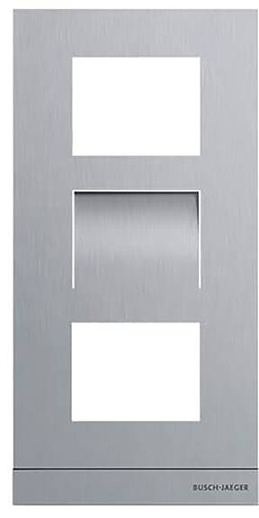 Metallische rechteckige Blende mit drei Ausschnitten, hergestellt von Busch-Jaeger.