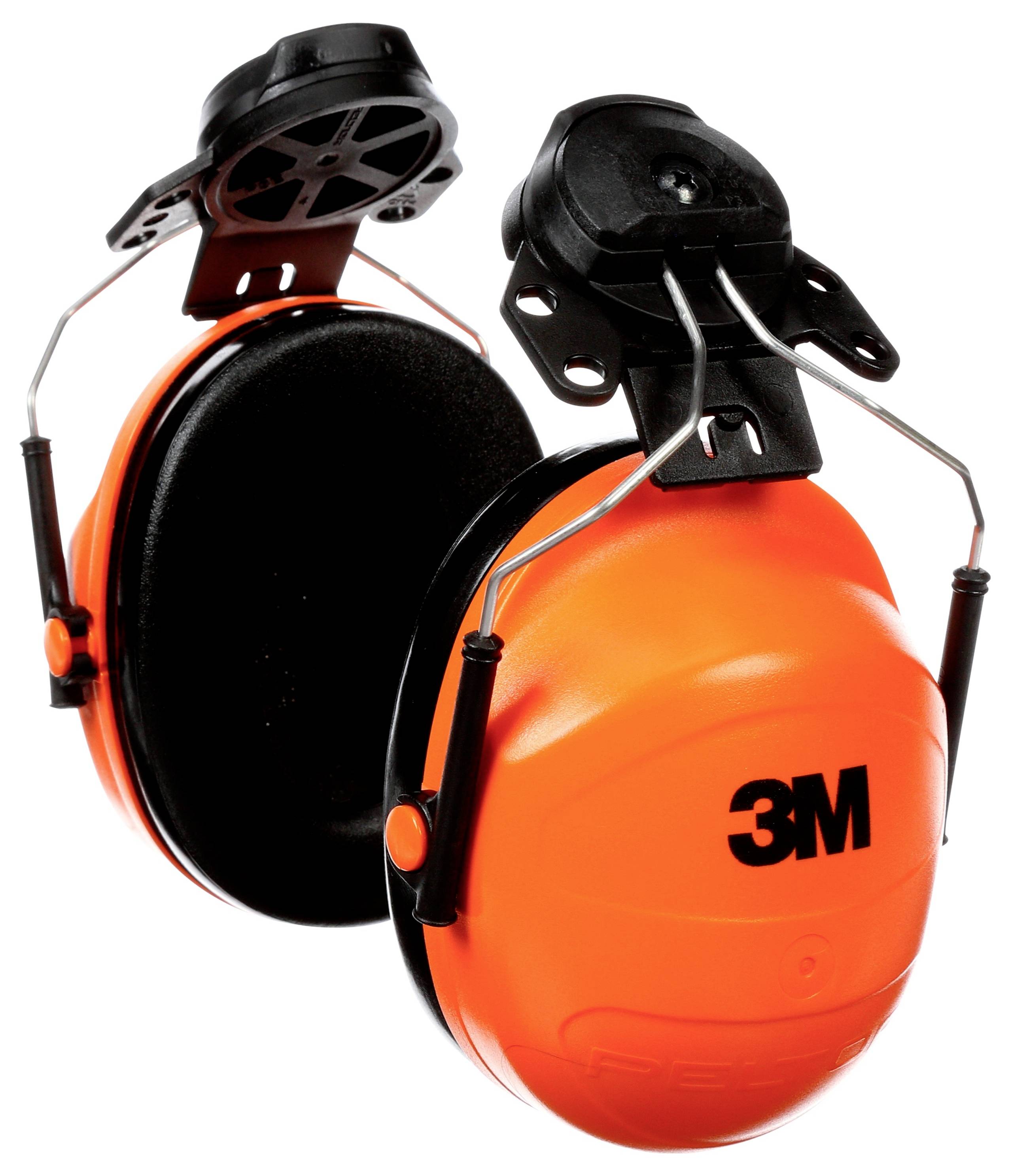 Orange Gehörschutz-Ohrenschützer mit schwarzer Polsterung, mit dem Logo 